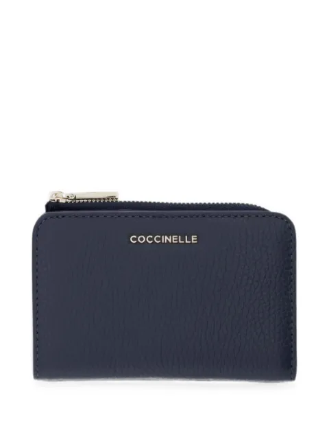 Coccinelle petit portefeuille en cuir métallisé à logo imprimé