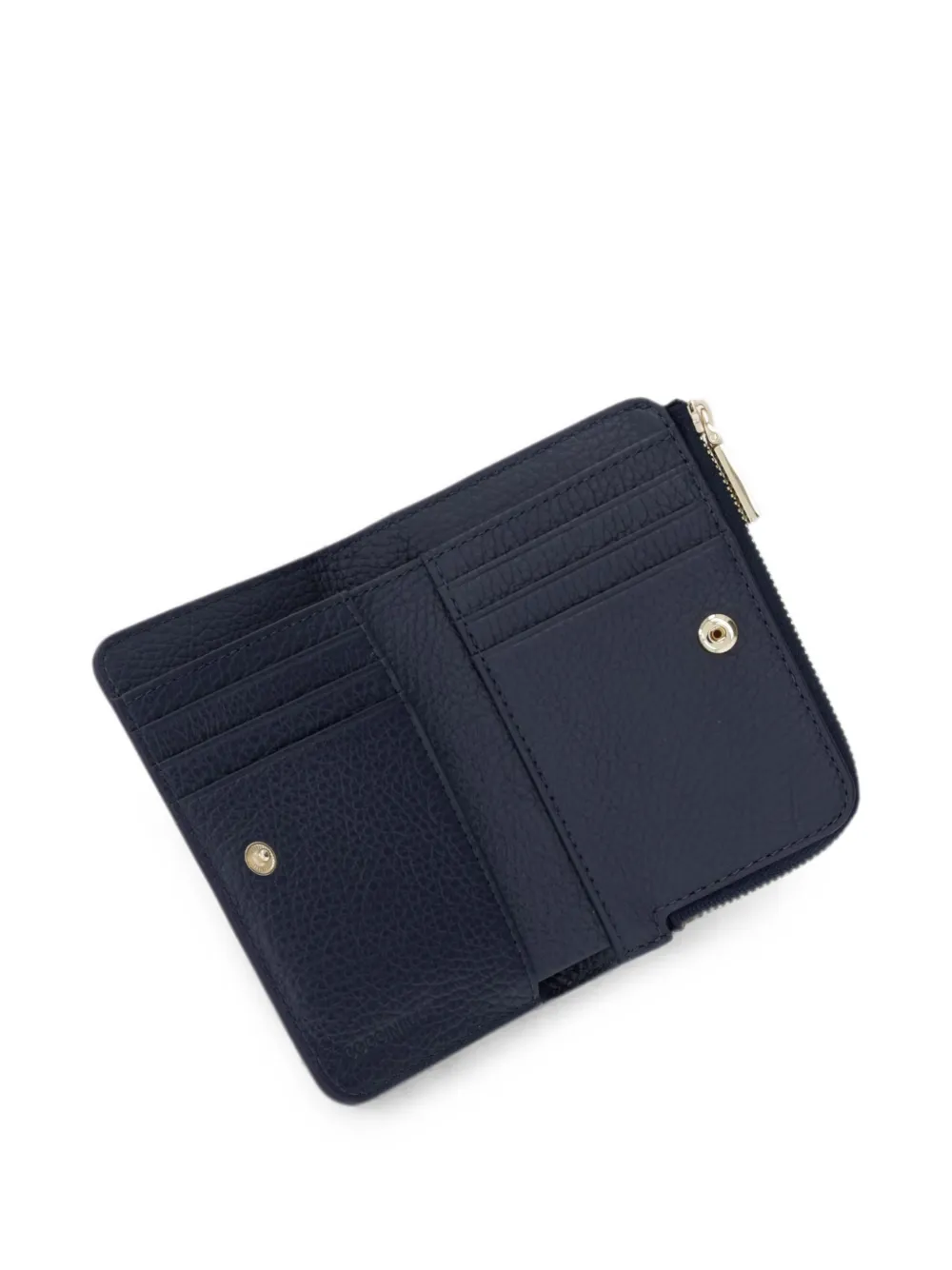 Coccinelle Kleine metallic portemonnee van saffiano leer met logoprint Blauw