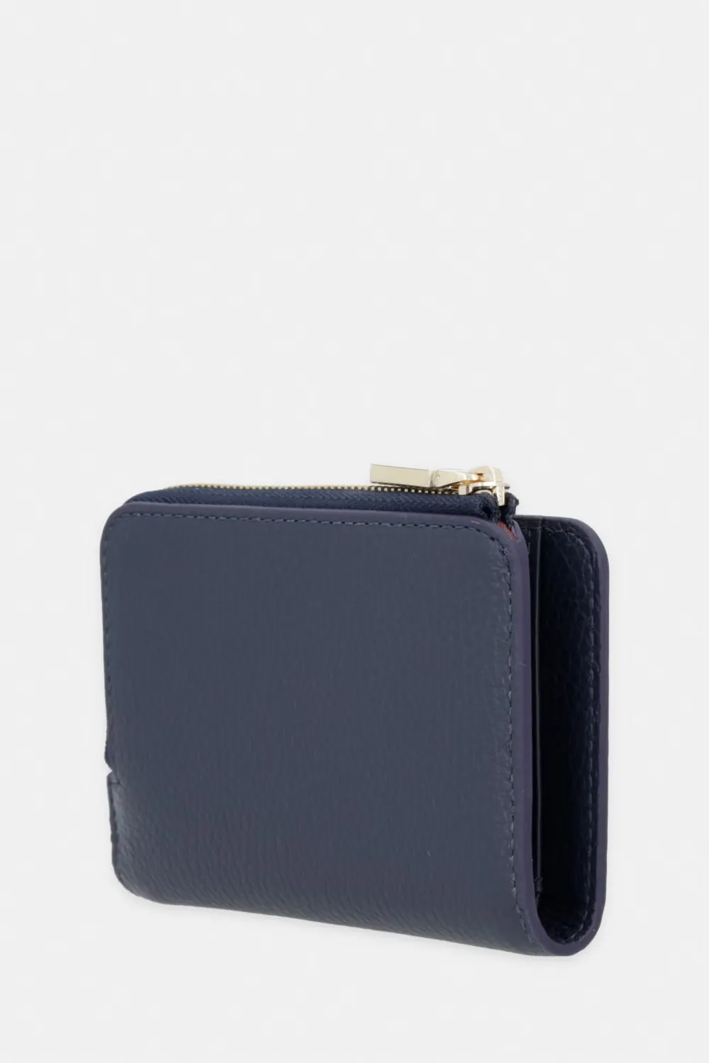 Coccinelle Kleine metallic portemonnee van saffiano leer met logoprint Blauw