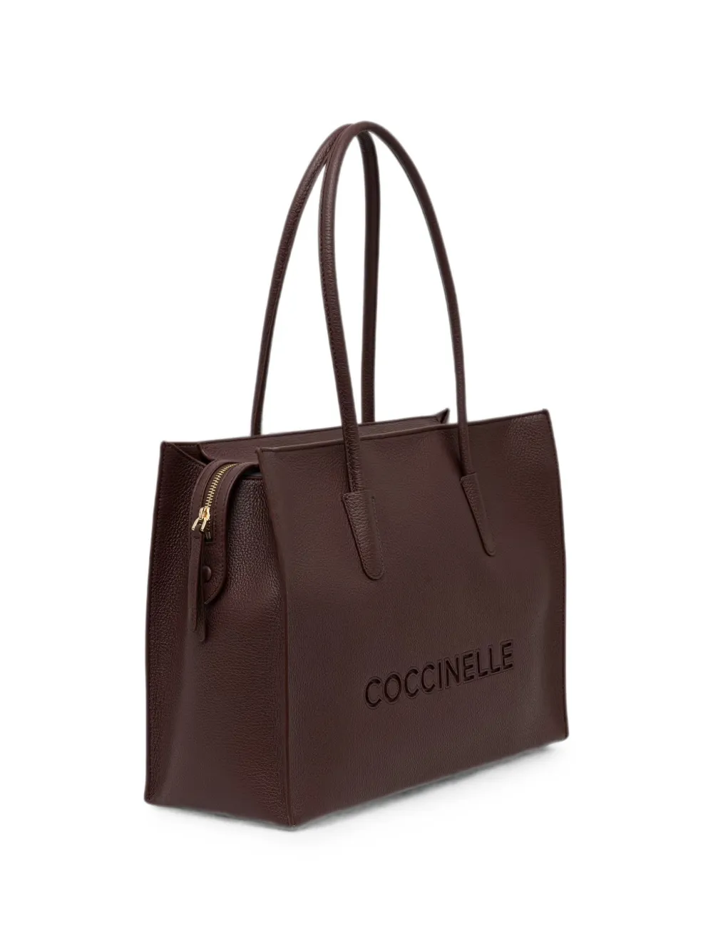Coccinelle Myrtha26 leren shopper met logo-reliëf Bruin
