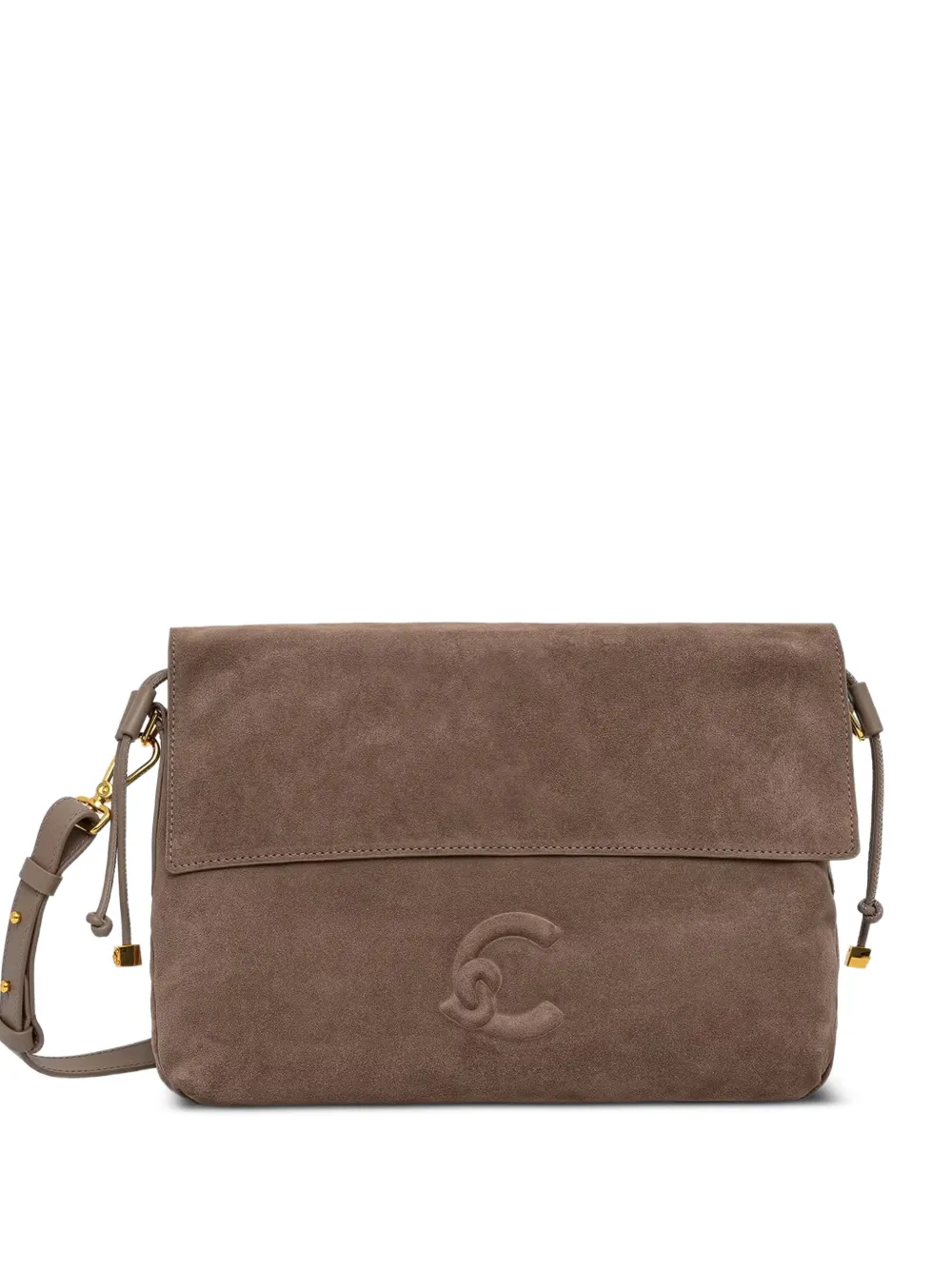Coccinelle Small Lidia logo-embossed suede shoulder bag - Marrone