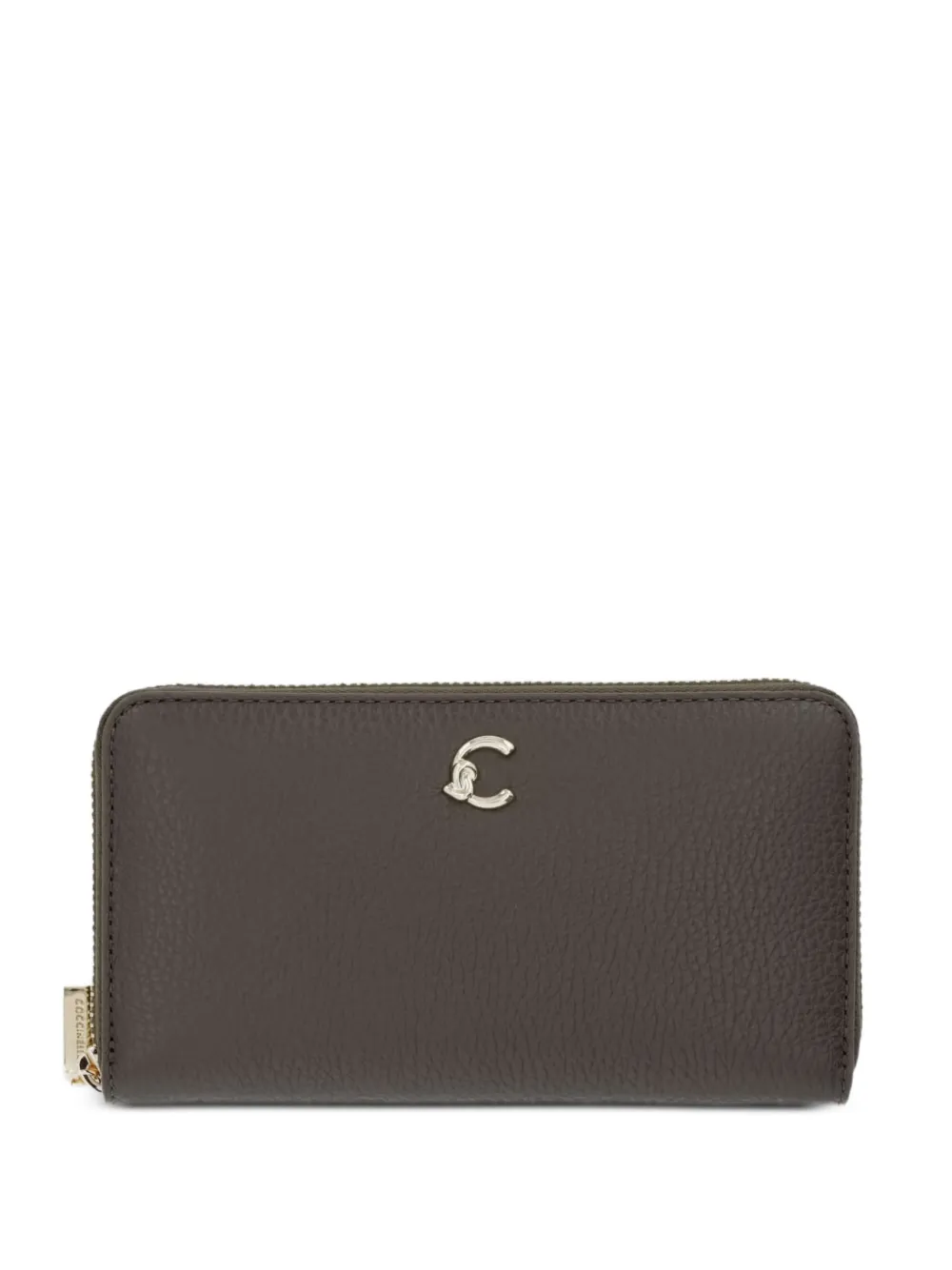 Coccinelle logo-plaque pebbled-leather wallet - Braun