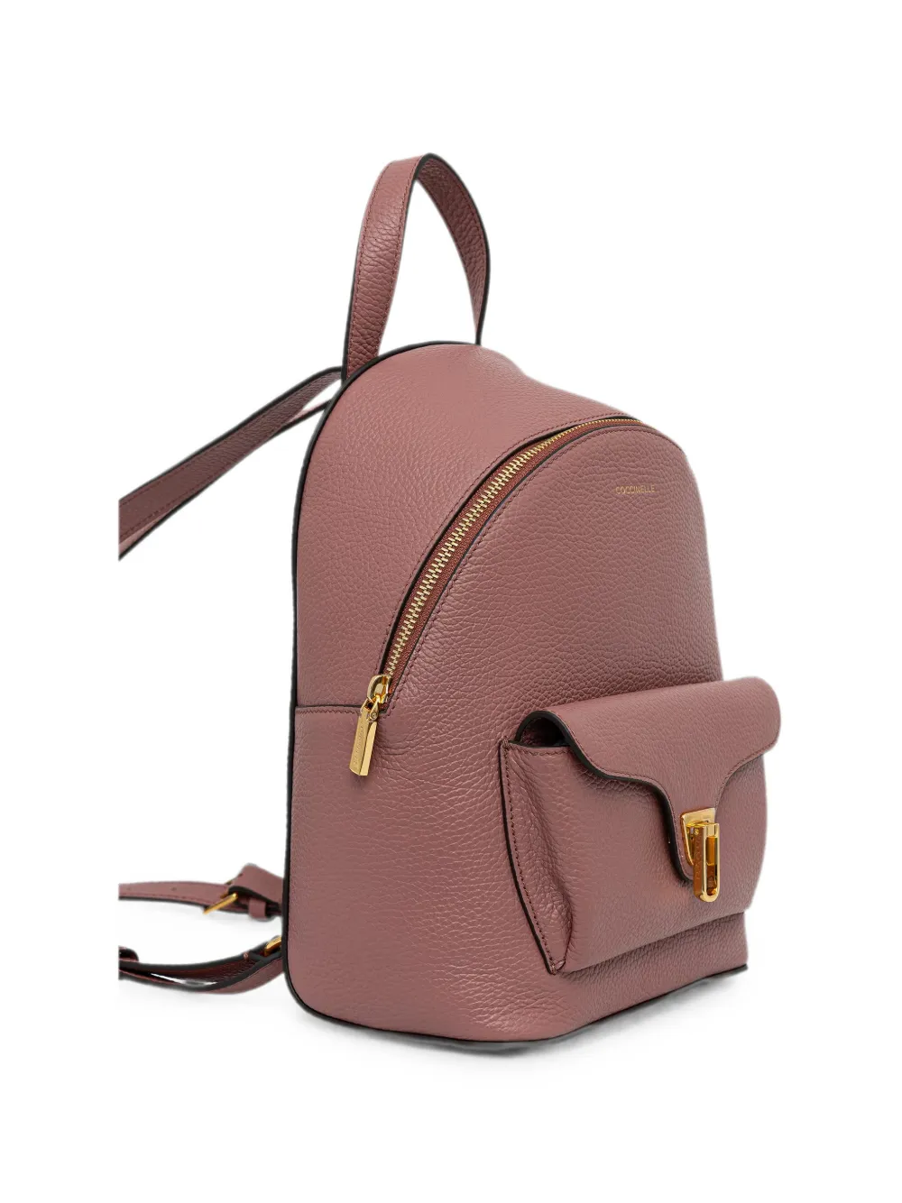 Coccinelle Kleine Beat leren rugzak met voorzak Rood