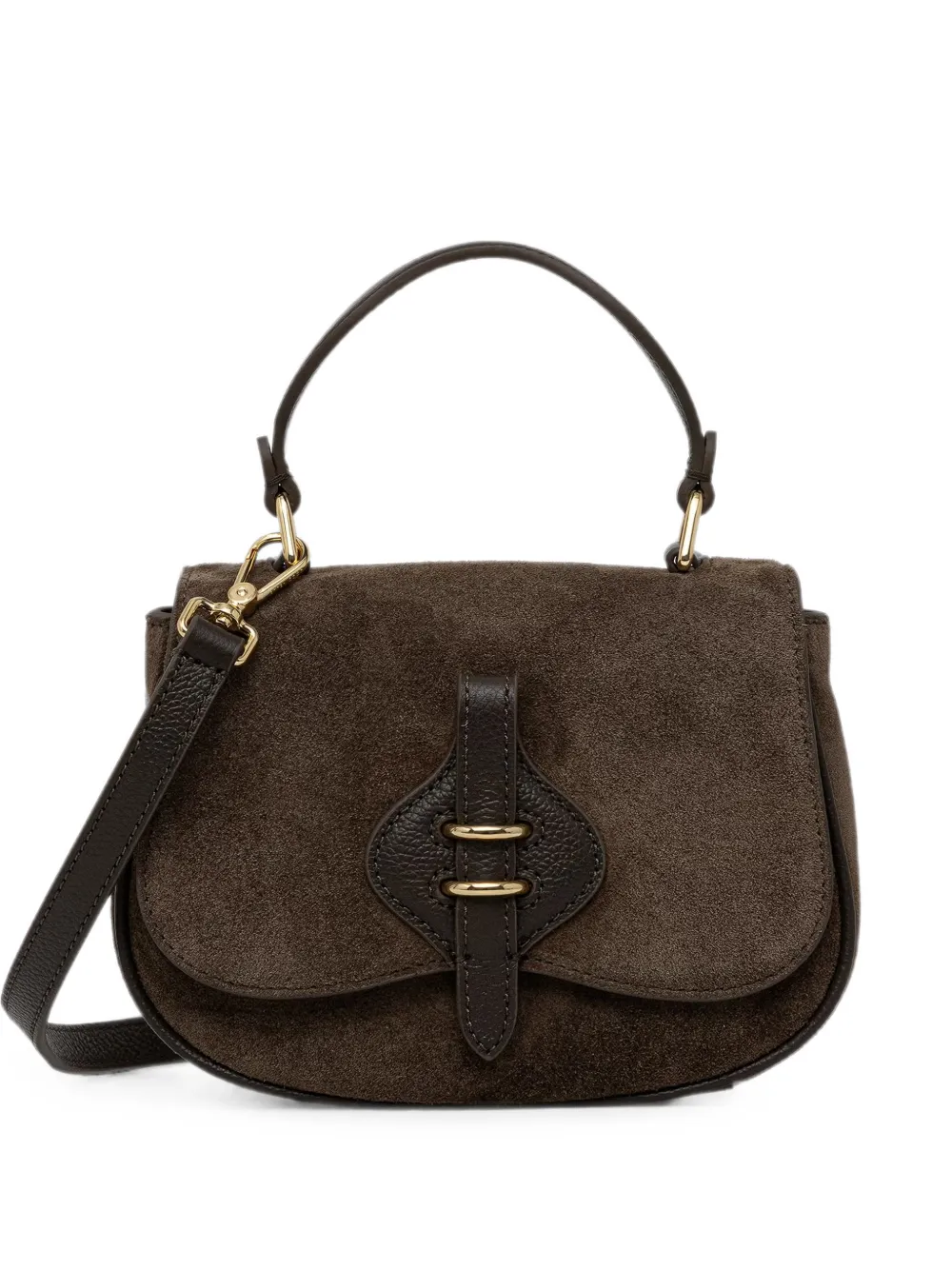 Coccinelle suede-panelled leather shoulder bag - Brown