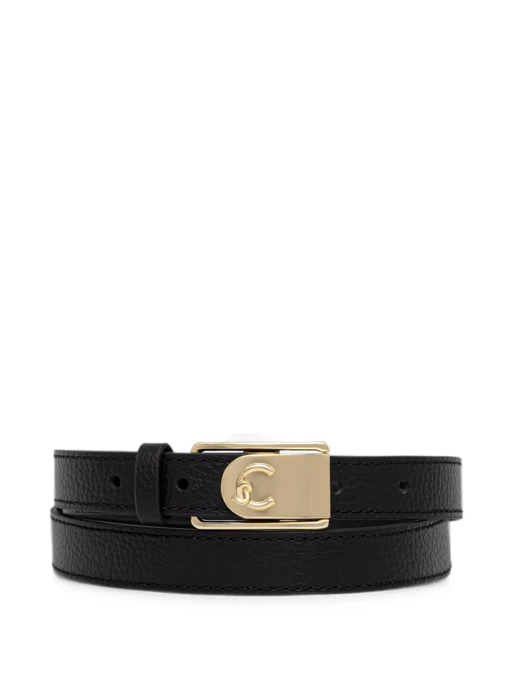 Coccinelle logo-plaque pebbled belt - Nero