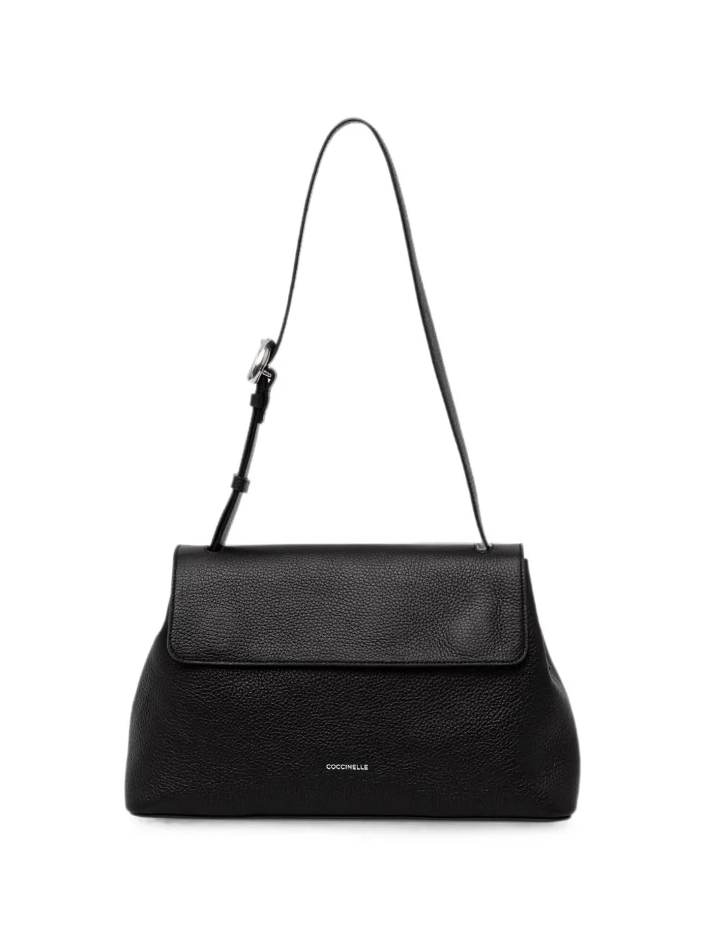 Coccinelle grained-leather foldover tote bag - Black