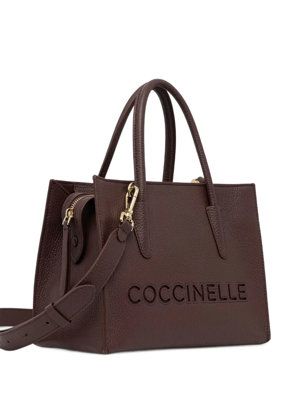 Coccinelle Shopper van imitatieleer met geperforeerd logo Rood