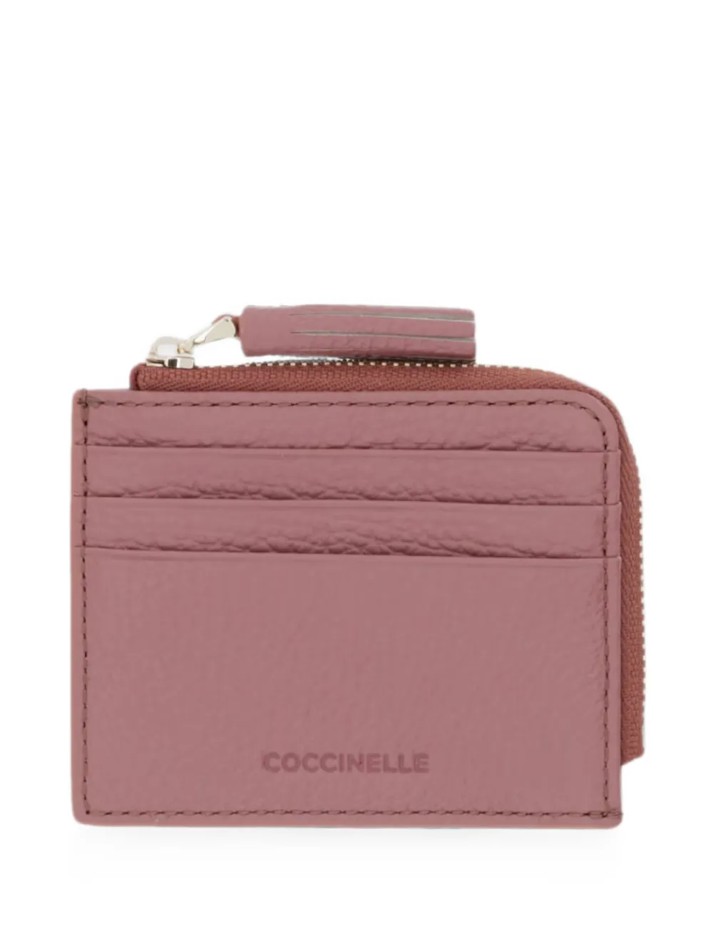 Coccinelle small Tassel pebbled-leather cardholder - Rosa