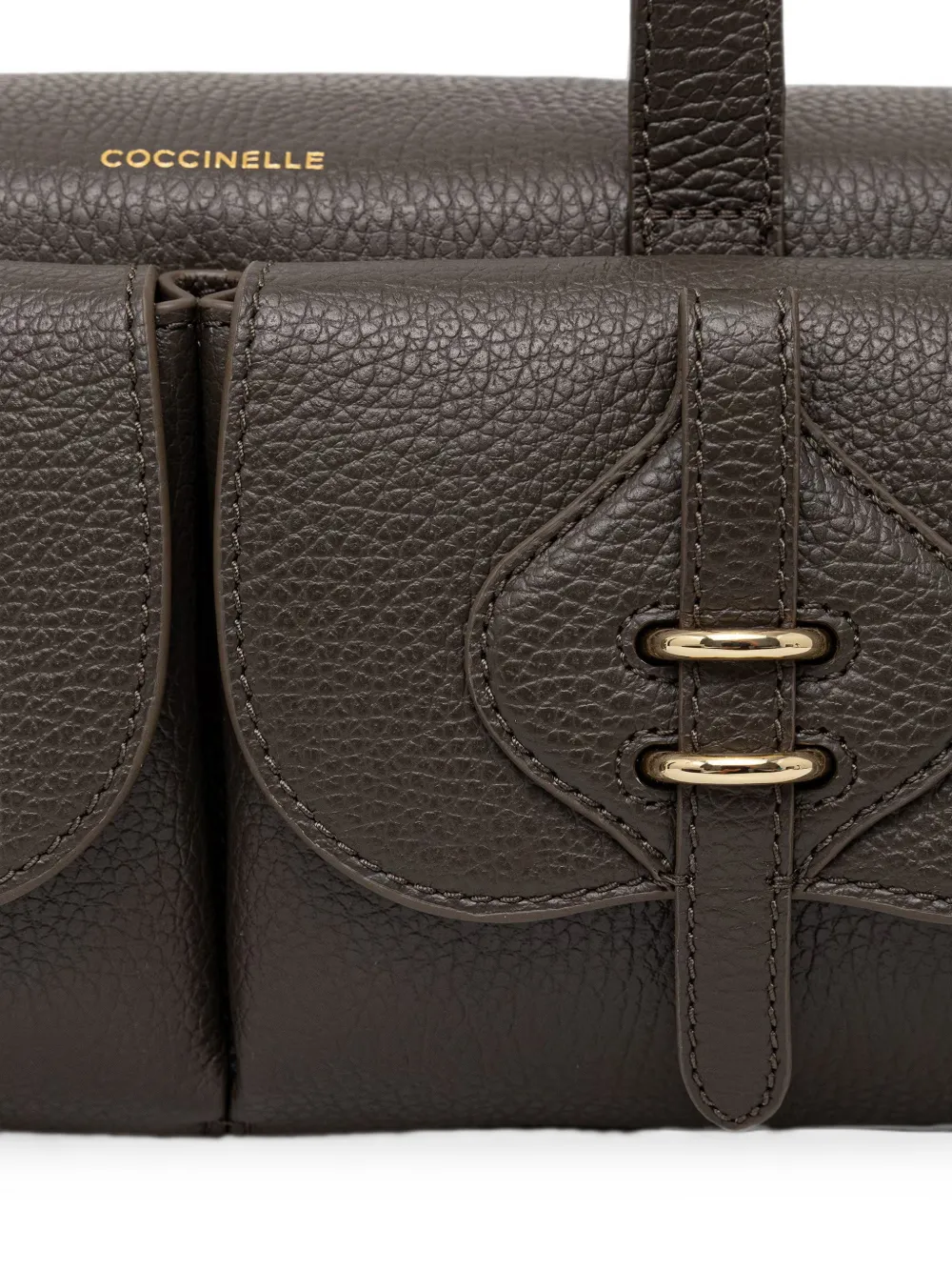 Coccinelle shopper van bewerkt leer met zakdetail Bruin