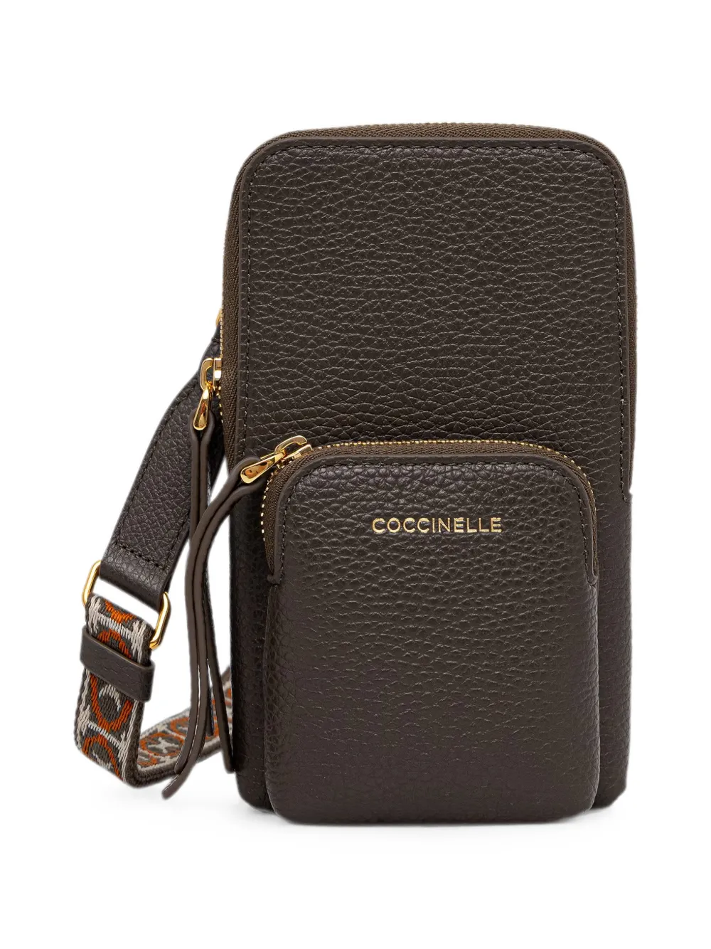 Coccinelle grained-leather logo-stamp phone case - Marrone