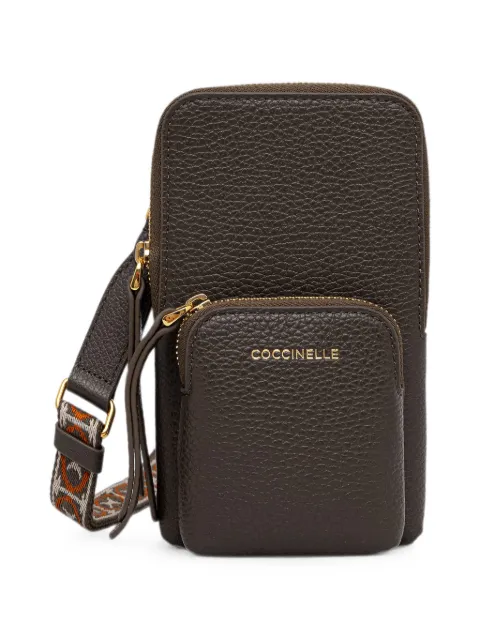 Coccinelle grained-leather logo-stamp phone case