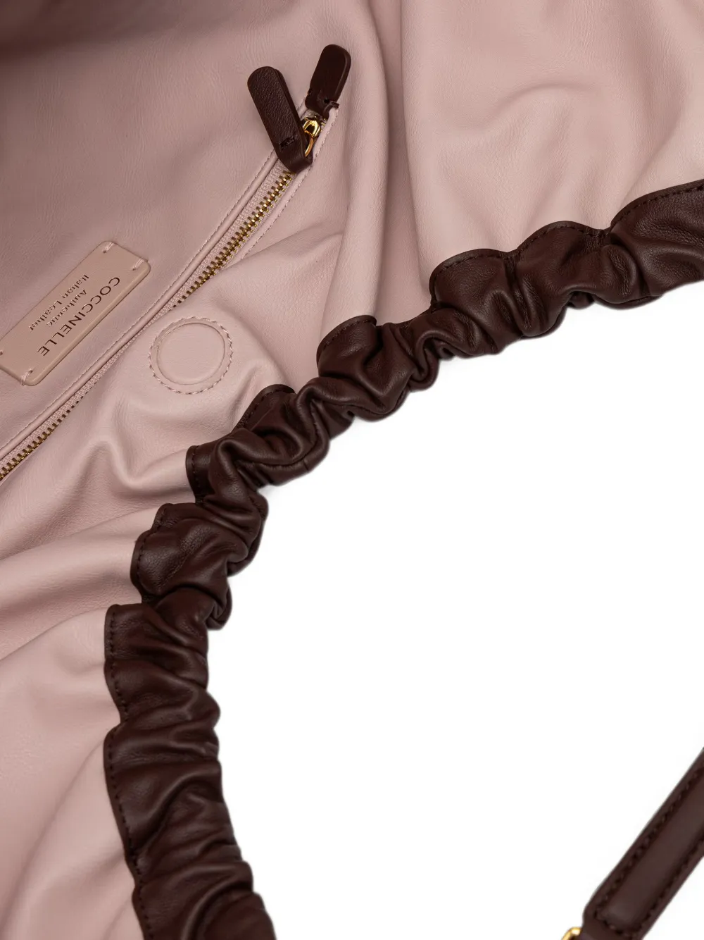 Coccinelle Smash shopper met schakelketting en logo-reliëf Bruin