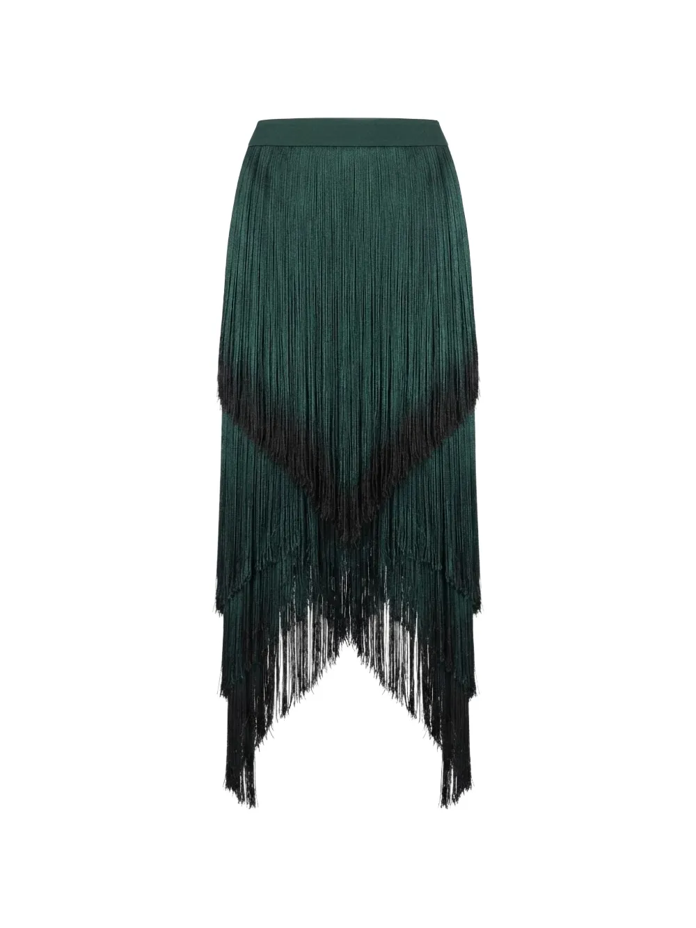 Gemy Maalouf fringe-trimmed handkerchief-hem skirt