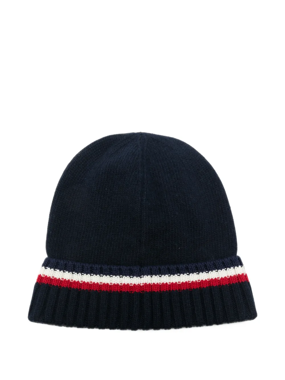 Moncler Enfant stripe-detail logo-patch beanie hat Blauw
