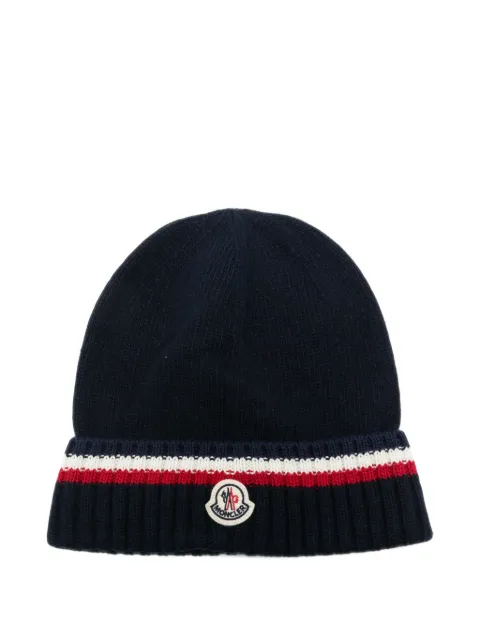 Moncler Enfant gorro con parche del logo y detalle de rayas