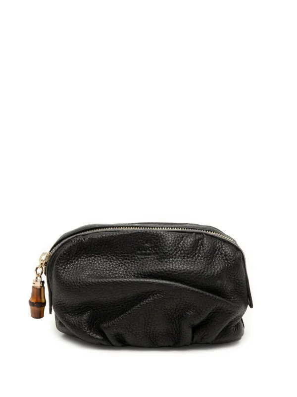 Gucci Pre-owned 2000-2015 Calfskin Bamboo Cosmetic Pouch in Black