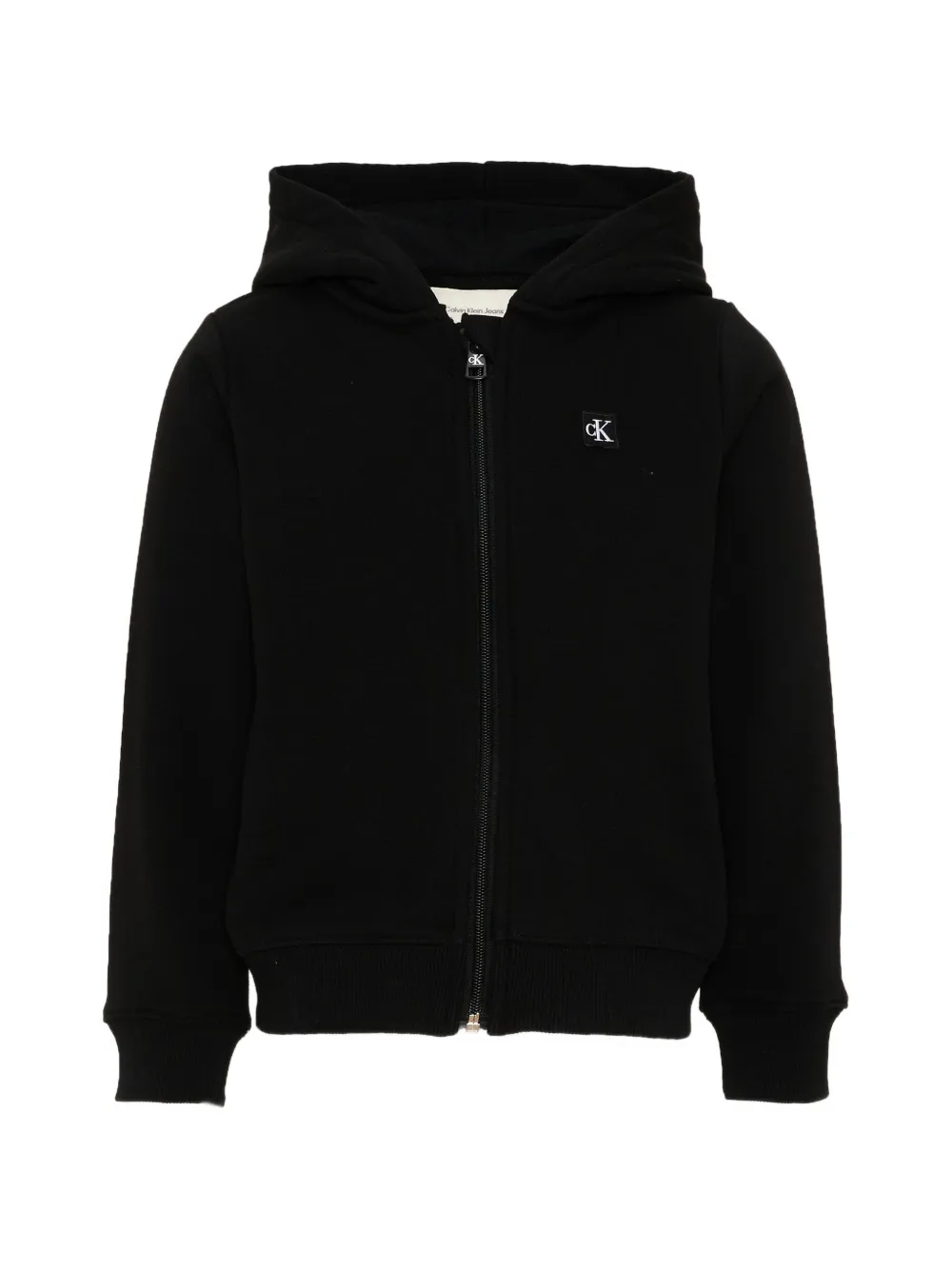 Calvin Klein Kids logo-patch zip-up hoodie - Nero