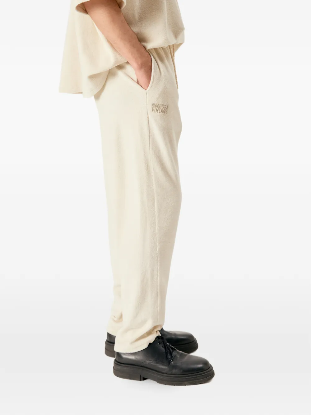 American Vintage Fuxow embroidered-logo track pants Beige
