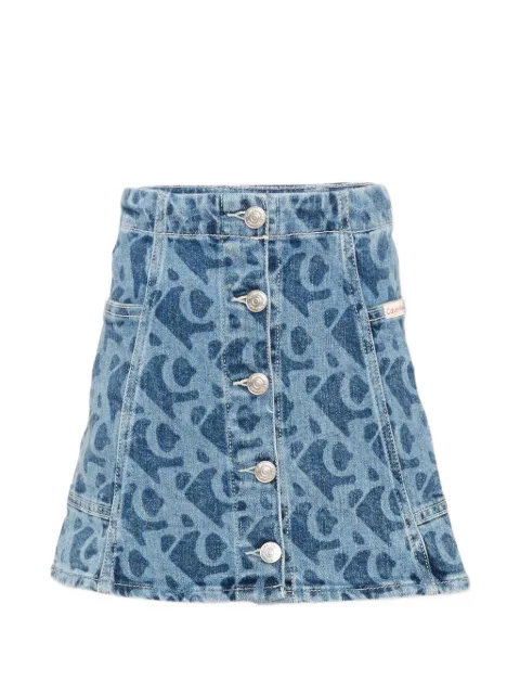 Calvin Klein Kids logo-print button-front skirt