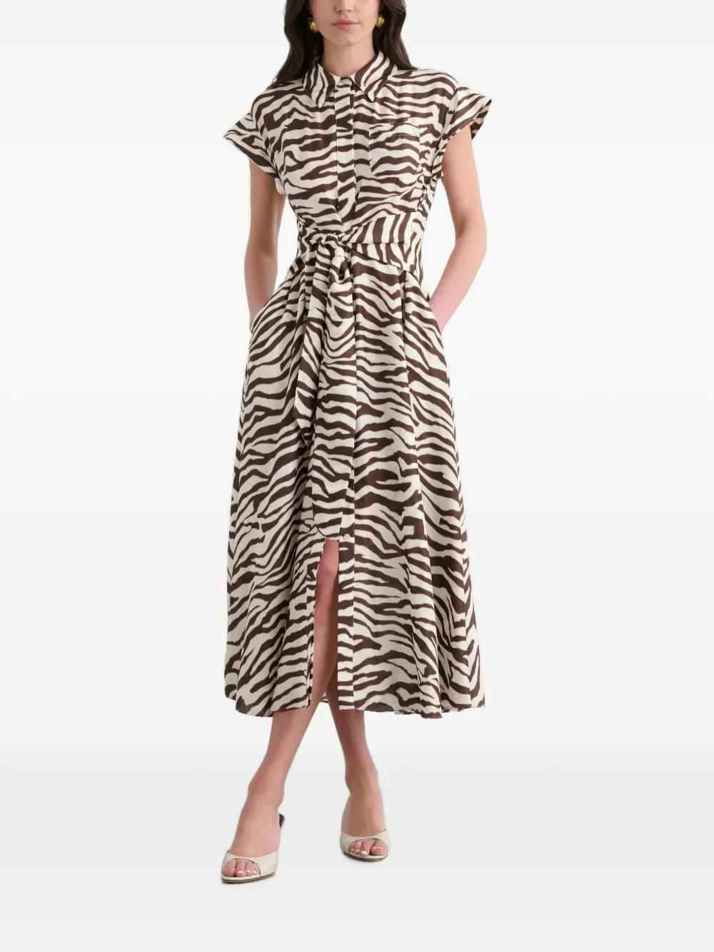 Toccin Serena zebra-print midi dress - Neutrals