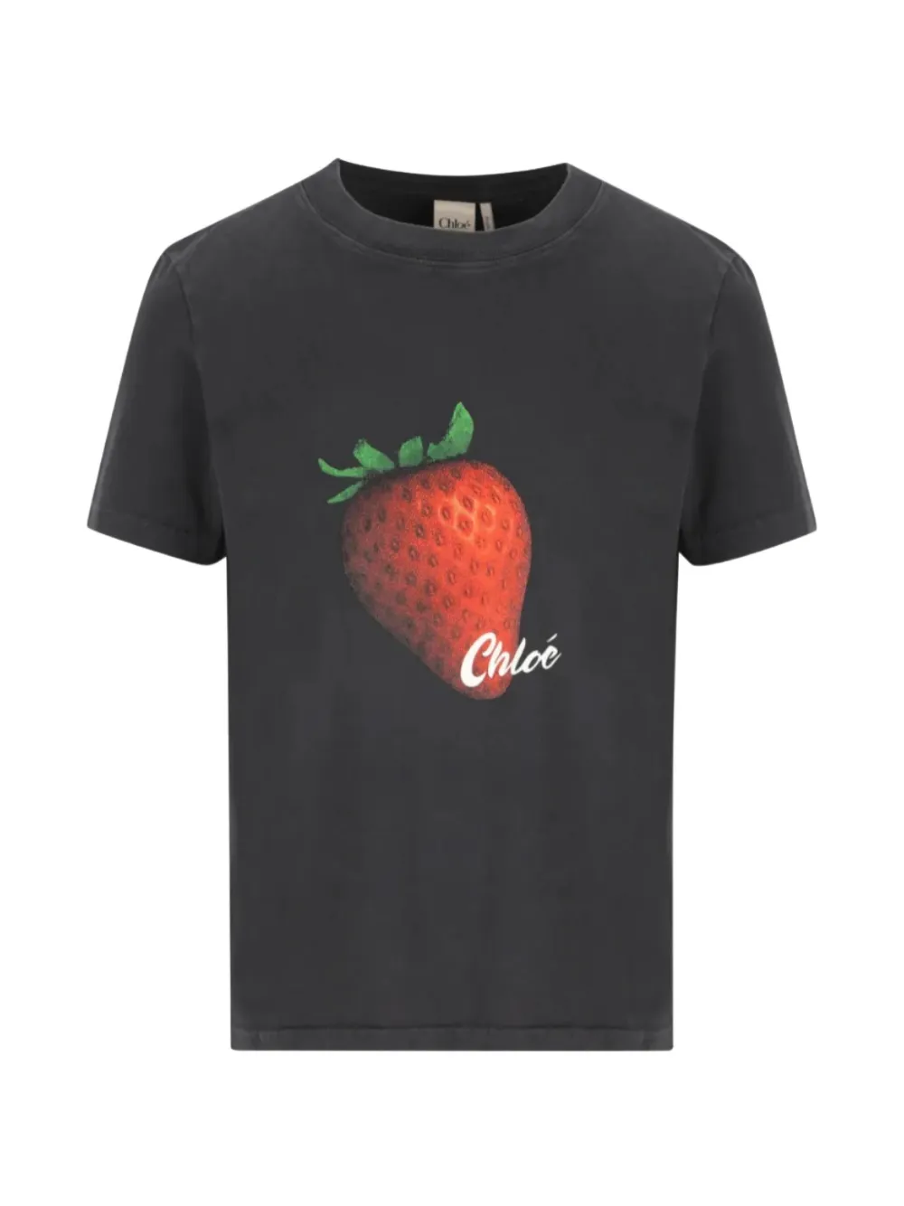 Chloé strawberry-print logo-print T-shirt - Schwarz
