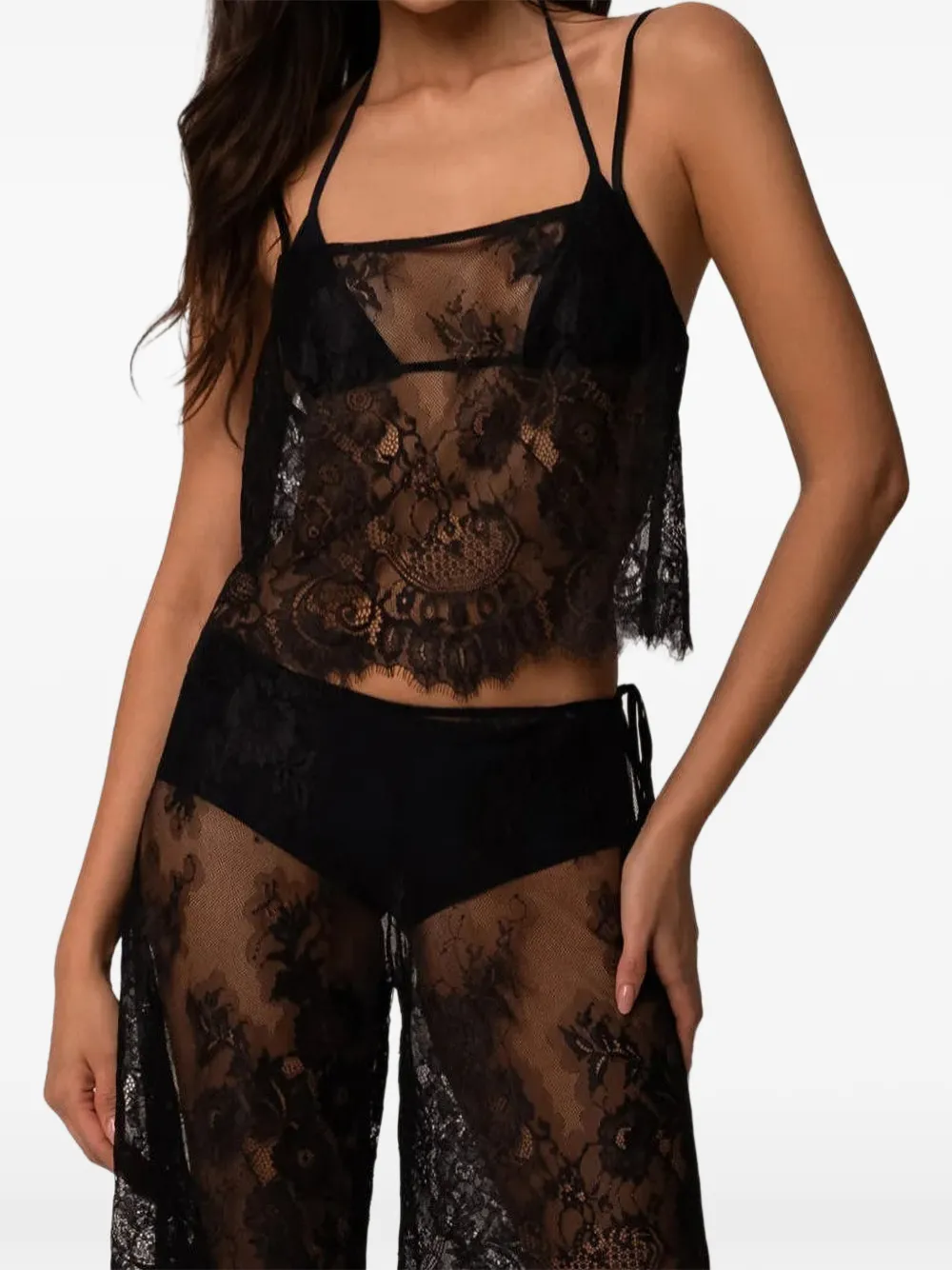 Kiki de Montparnasse Sabine lace-trim shorts - Nero