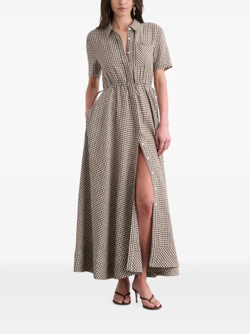 Toccin Maggie linnen maxi-dress Bruin