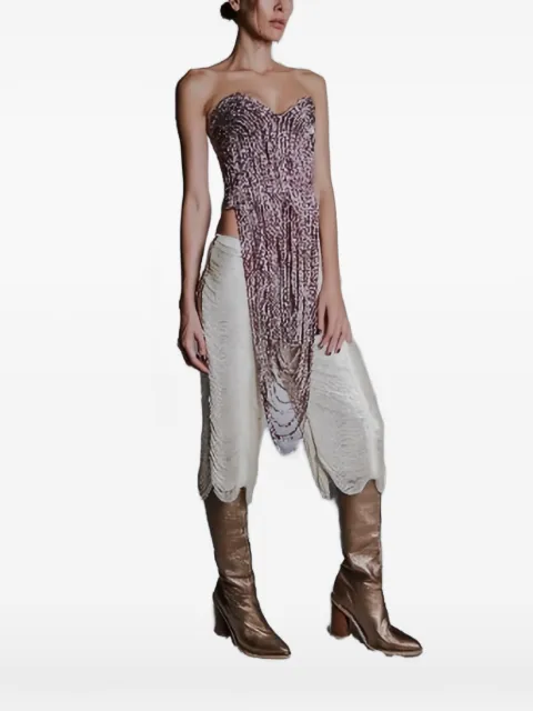 Bless Talara fringe-trimmed strapless top