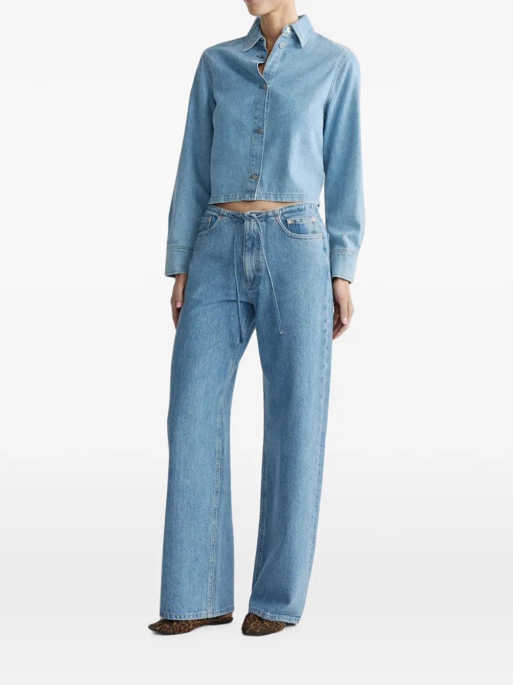 DL1961 Sienna Wide-Leg-Jeans mit Kordelzug - Blau