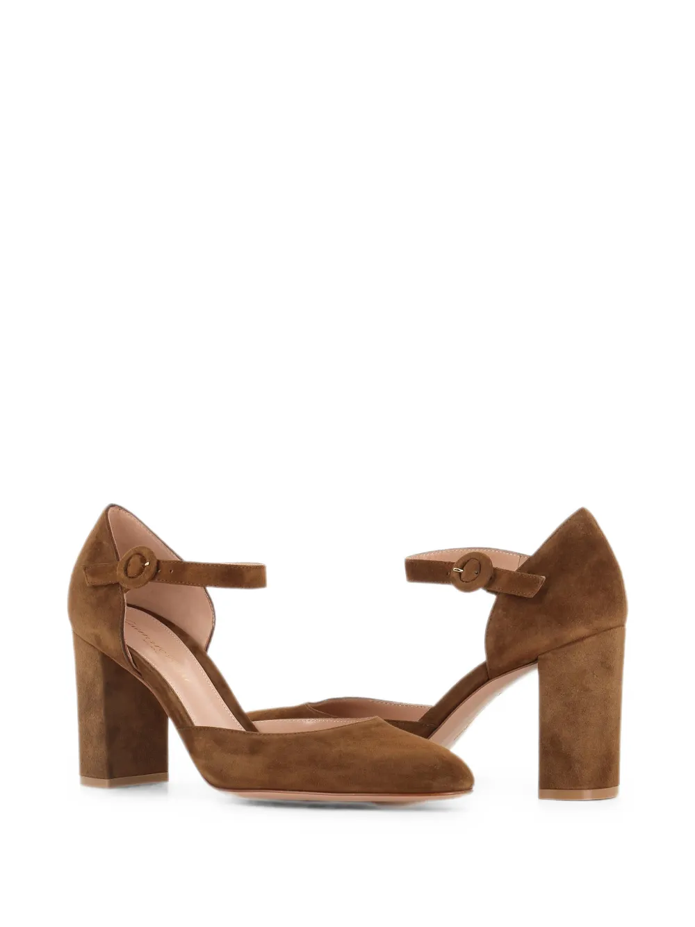 Gianvito Rossi suede block-heel pumps Bruin