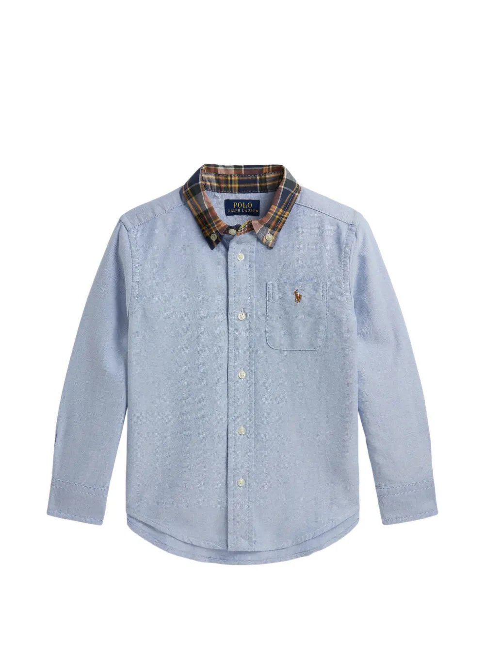 POLO RALPH LAUREN KIDS check-collar chest-pocket shirt - Blu