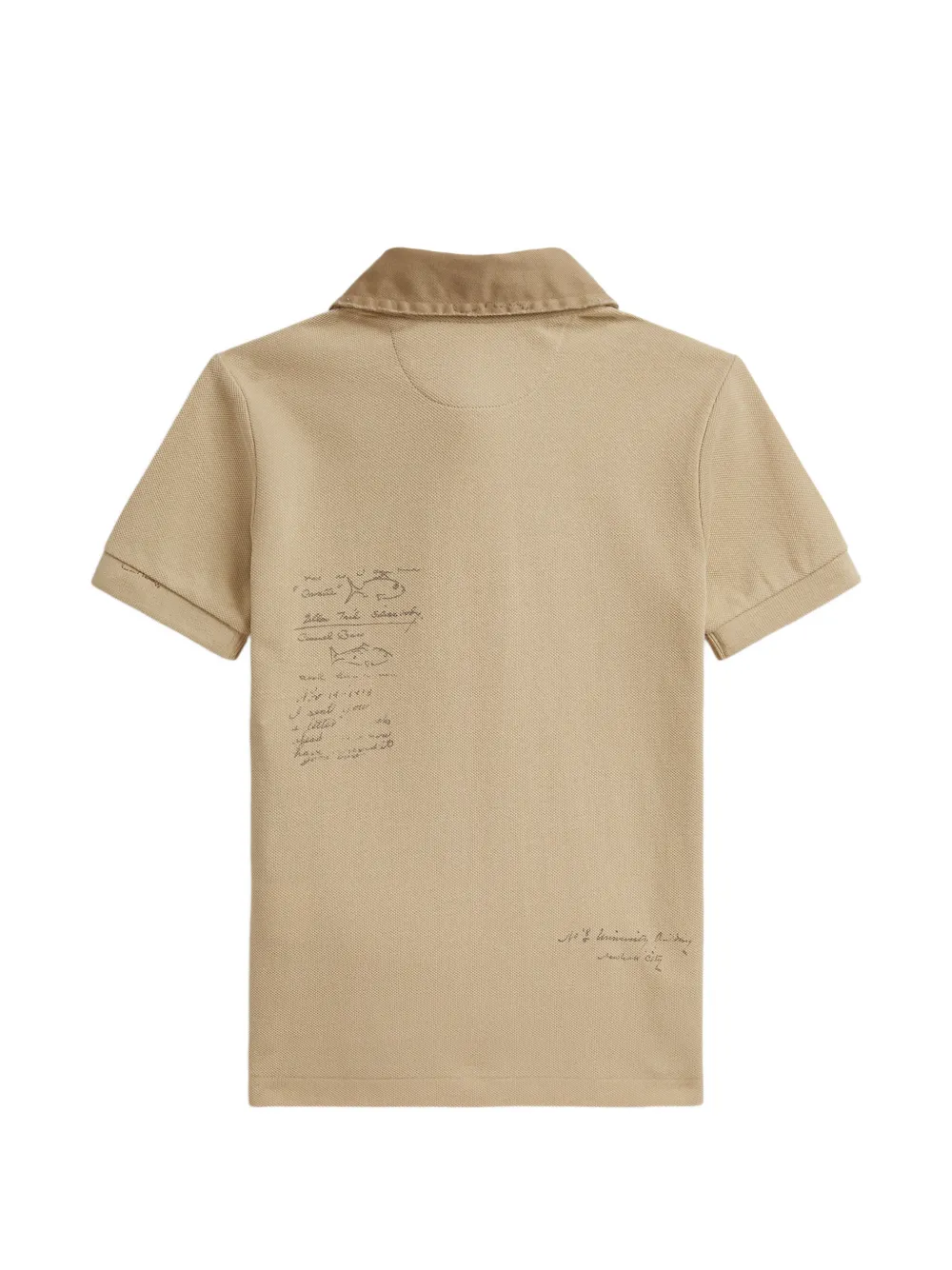 POLO RALPH LAUREN KIDS graphic-print piqué polo shirt Beige