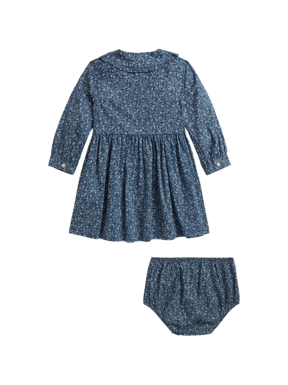 POLO RALPH LAUREN KIDS Jurk met bloemenprint en ruchekraag Blauw
