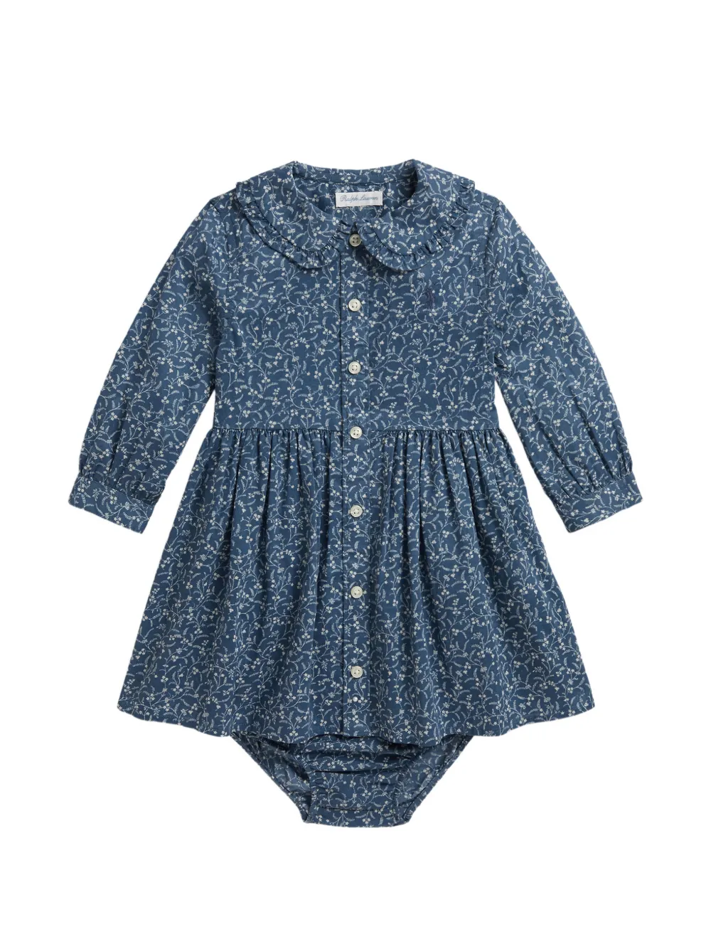 POLO RALPH LAUREN KIDS floral-print ruffled-collar dress set - Blu