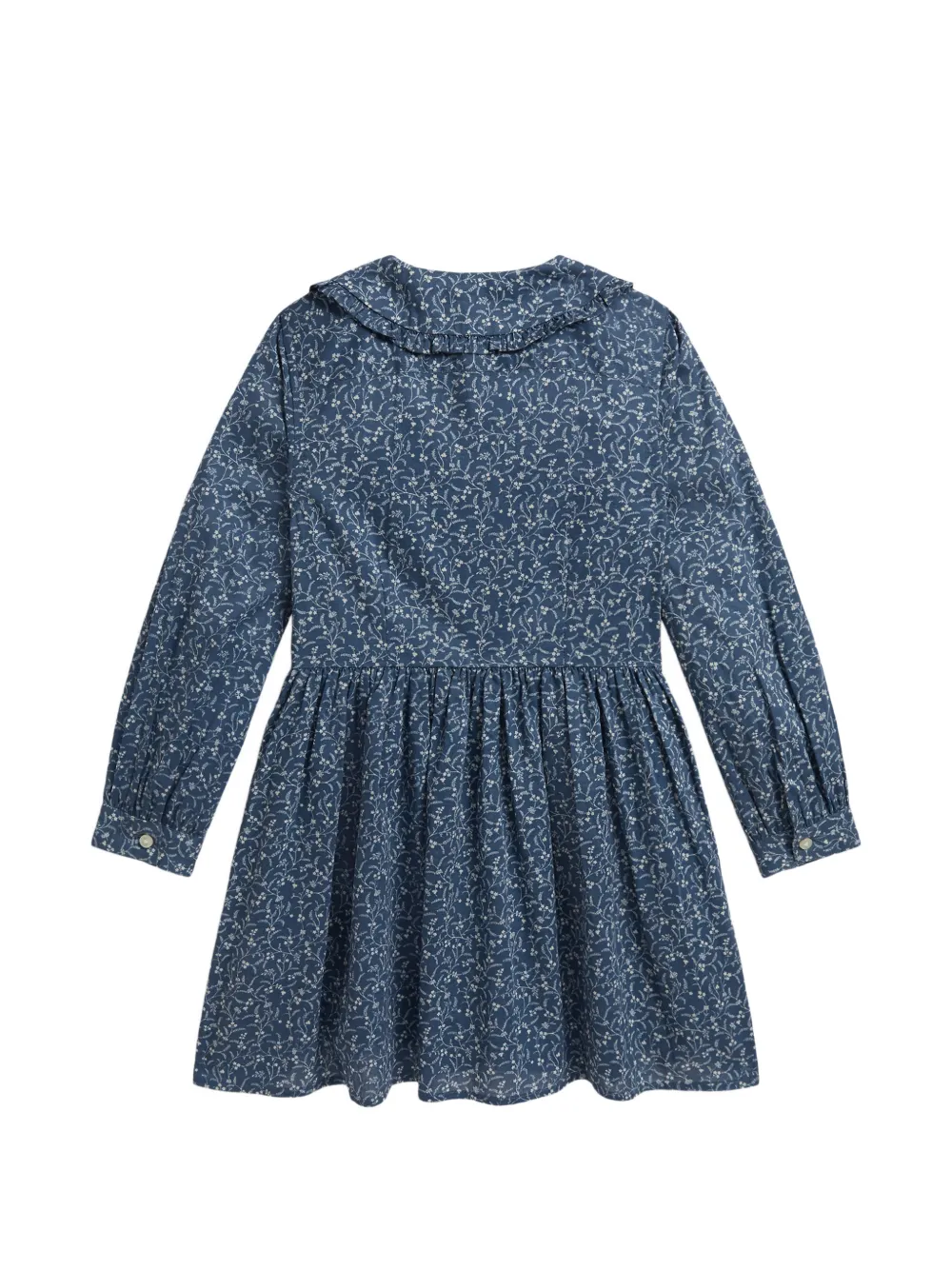 POLO RALPH LAUREN KIDS Jurk met bloemenprint en ruchekraag Blauw