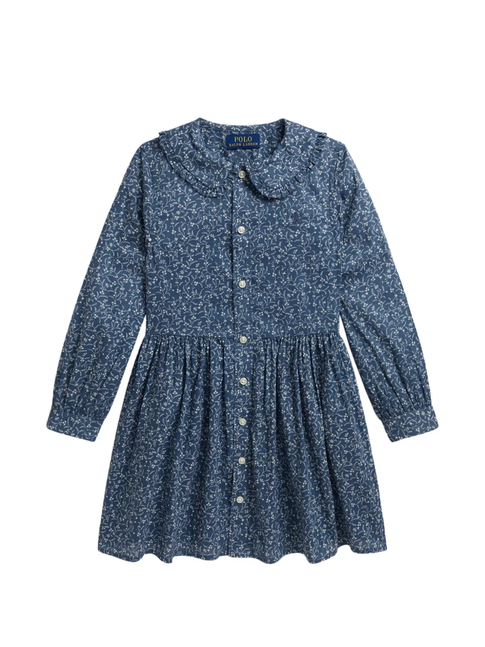 POLO RALPH LAUREN KIDS floral-print ruffled-collar dress - Blu