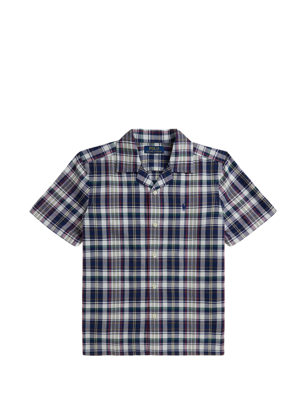 POLO RALPH LAUREN KIDS check-pattern camp-collar shirt - Blu