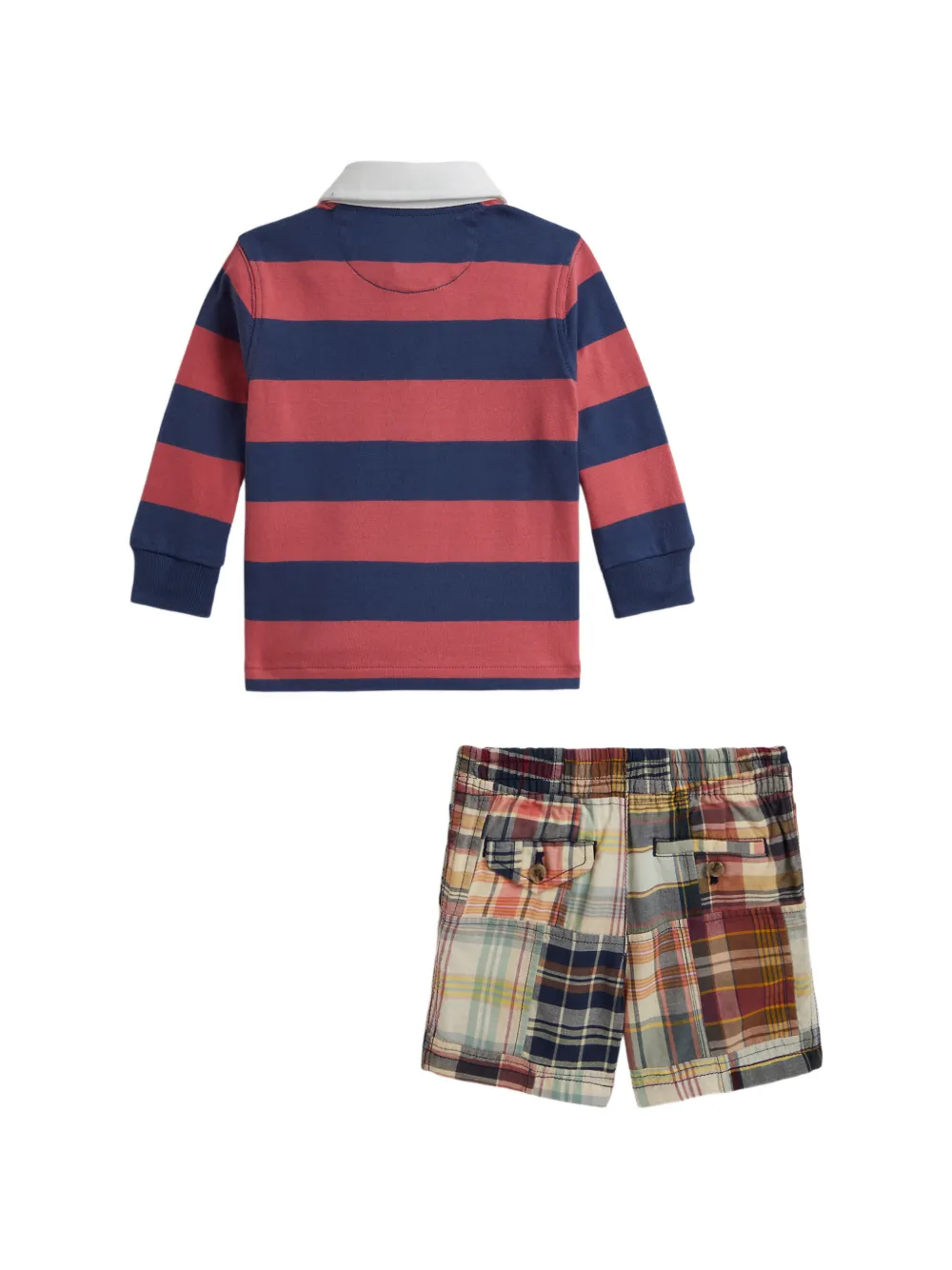 POLO RALPH LAUREN KIDS Gestreepte romperset met patchwork Blauw