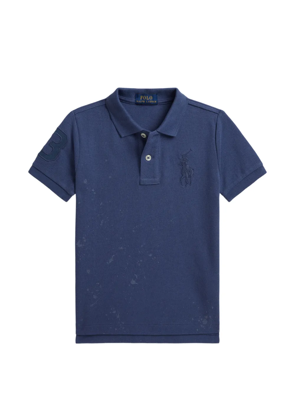 POLO RALPH LAUREN KIDS paint-splatter logo-embroidered polo shirt - Blu