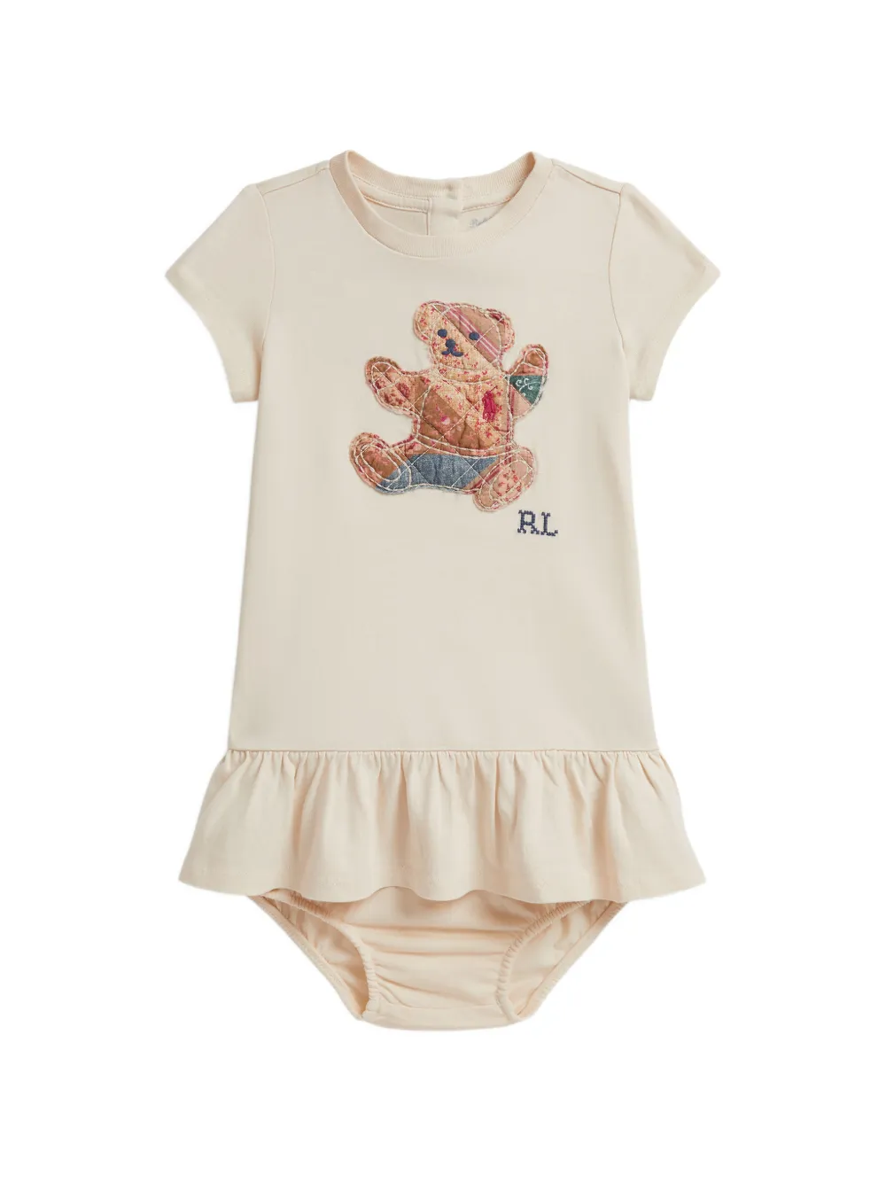 POLO RALPH LAUREN KIDS Polo Bear ruffled dress - Nude
