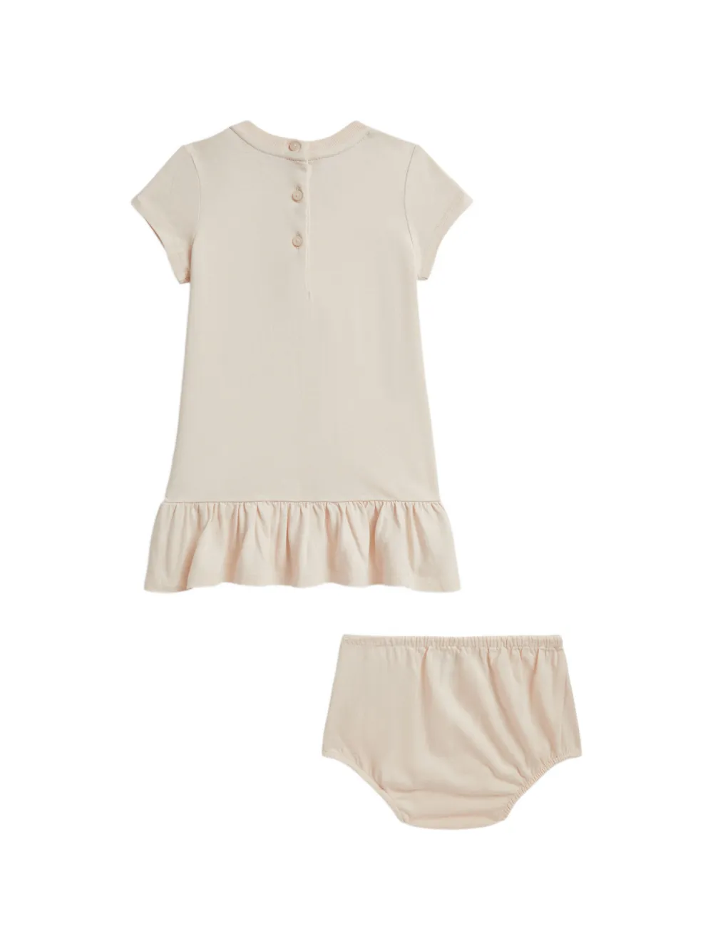 POLO RALPH LAUREN KIDS Polo Bear jurk met ruches Beige