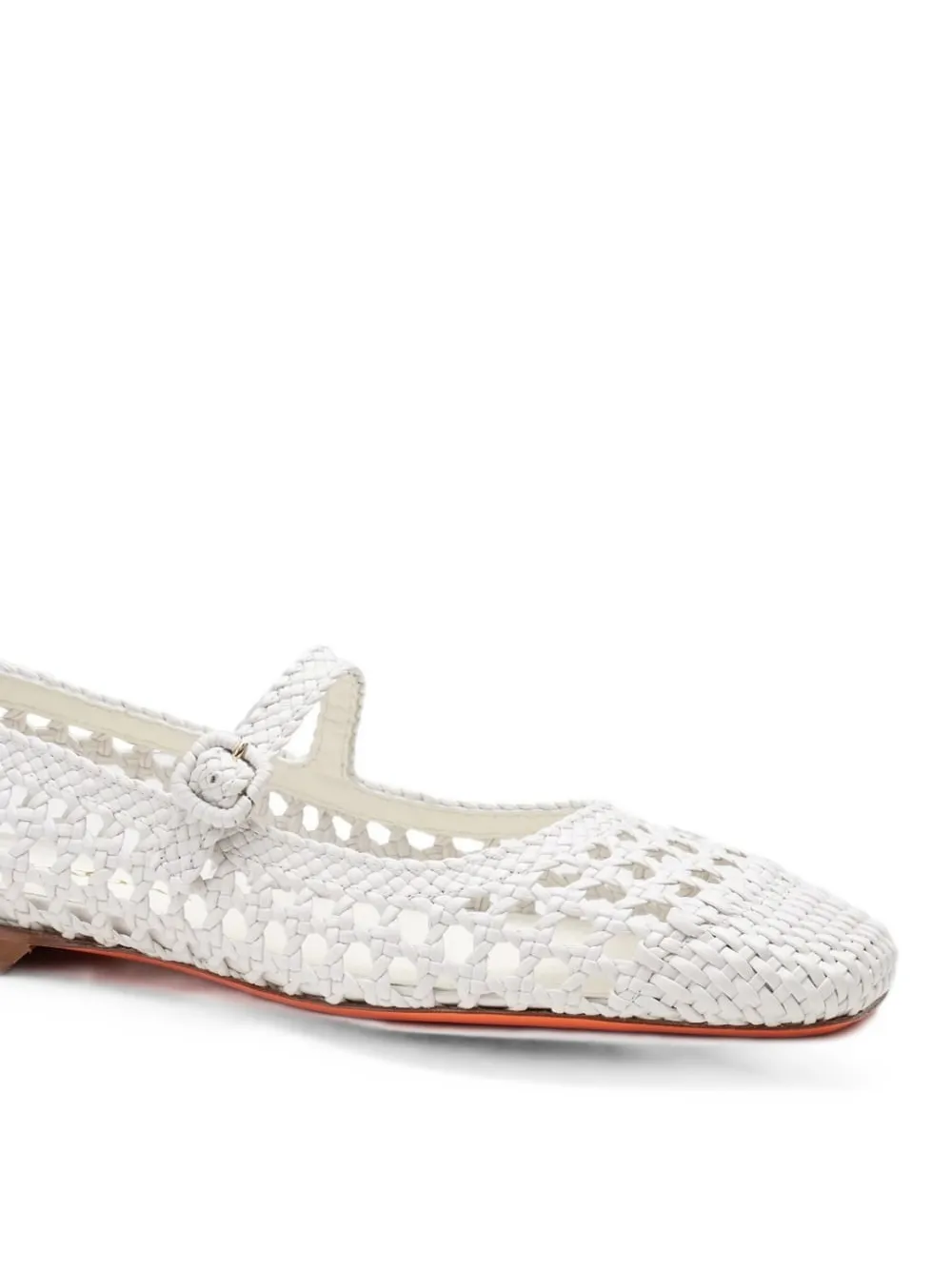 Santoni woven buckle-strap ballet flats Wit