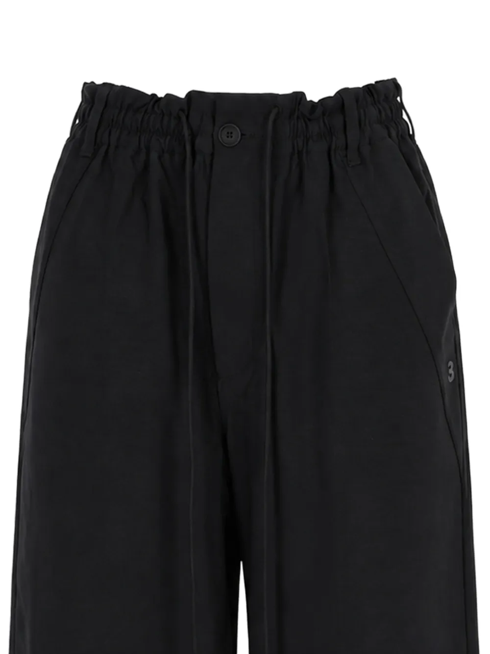 Y-3 x Adidas broek met wijde pijpen en trekkoord Zwart