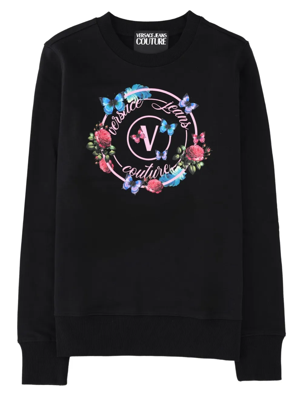 Versace Jeans Couture logo-print cotton sweatshirt Zwart