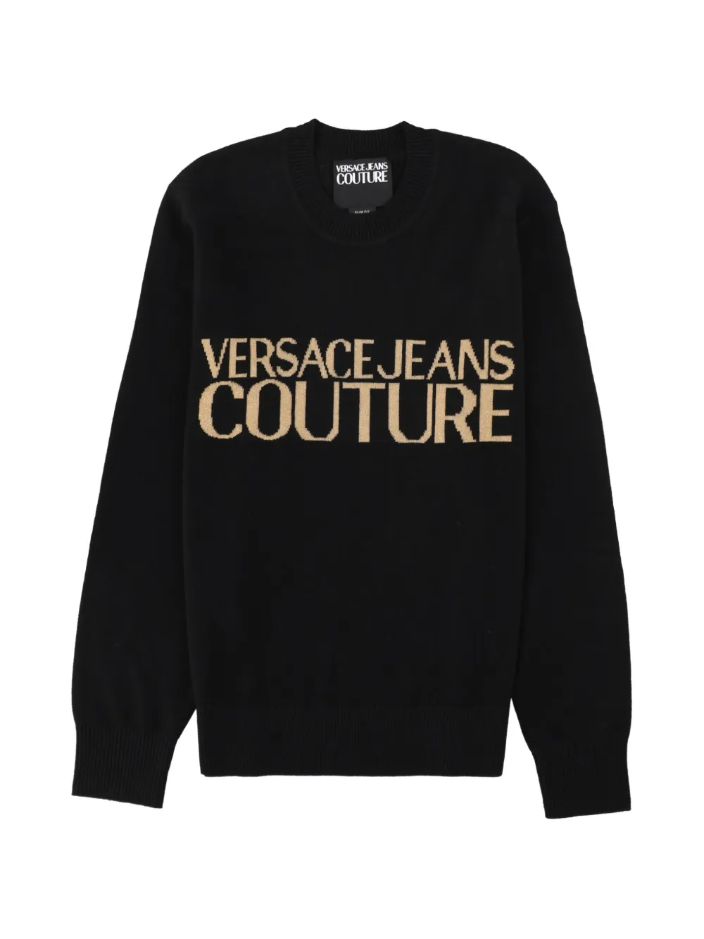 Versace Jeans Couture 로고 인타르시아 크루 넥 스웨터 | 블랙 | Image 1