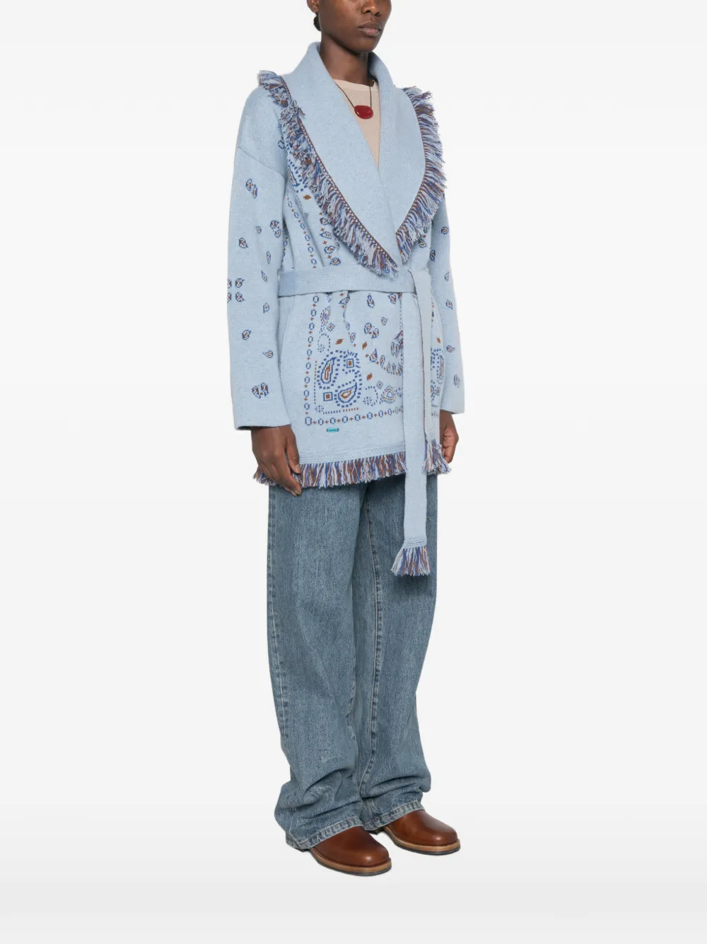 Alanui Bandana vest met jacquard en franje Blauw
