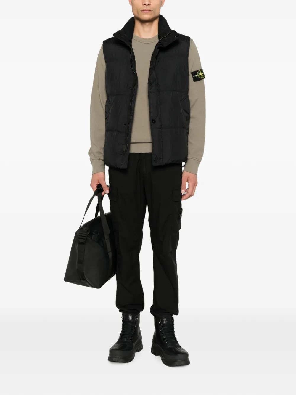 Stone Island G100010 Crinckle REPS NY windbestendige top met anti-drop Zwart