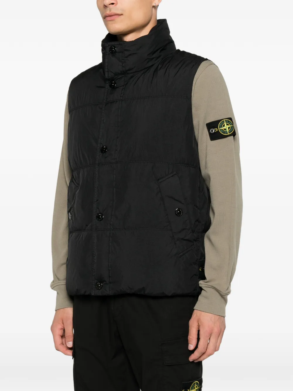 Stone Island G100010 Crinckle REPS NY windbestendige top met anti-drop Zwart
