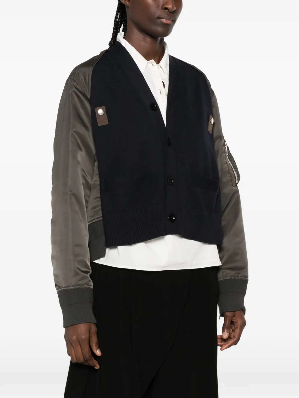 sacai Button-up vest Groen