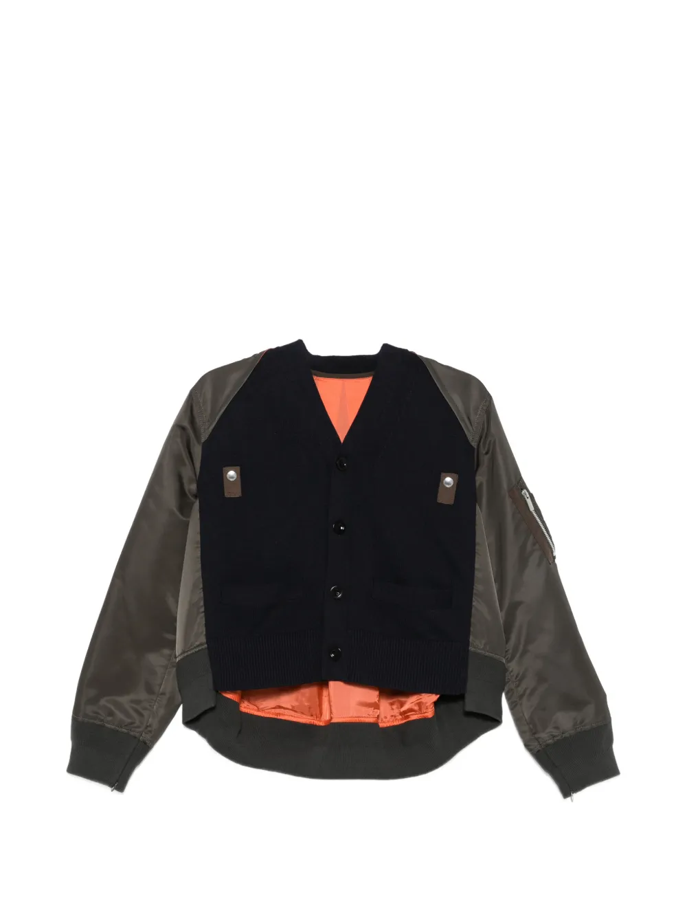 sacai ribbed-knit bomber jacket - Grün